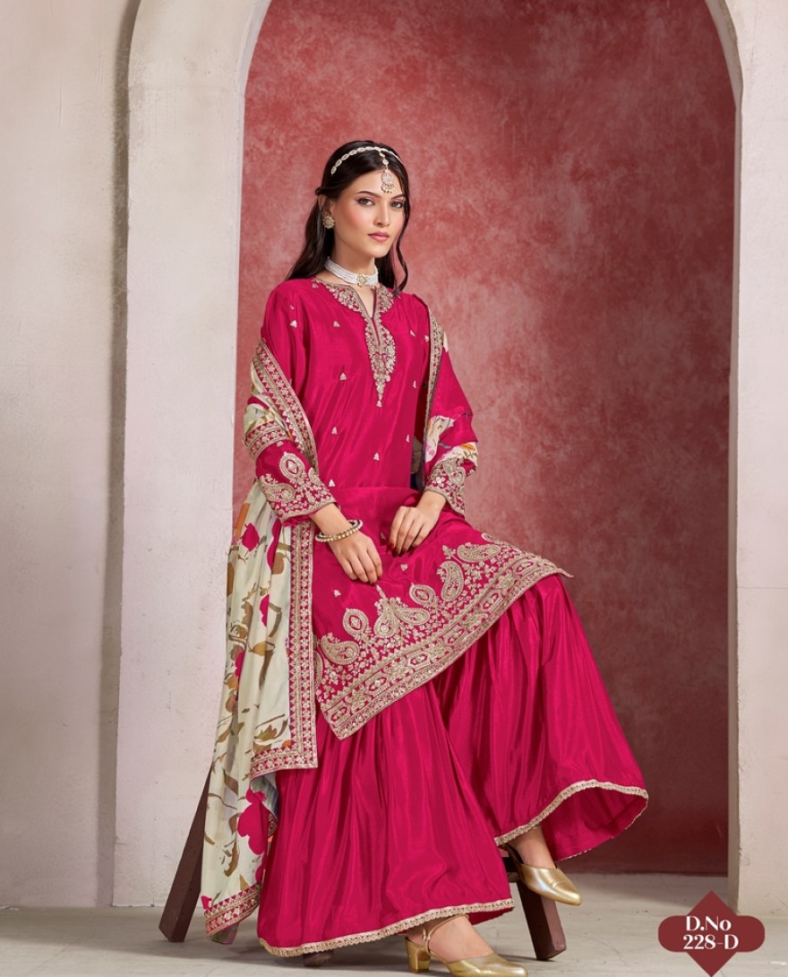 228-pink - Raspberry Bloom suit in Festive Splendor”